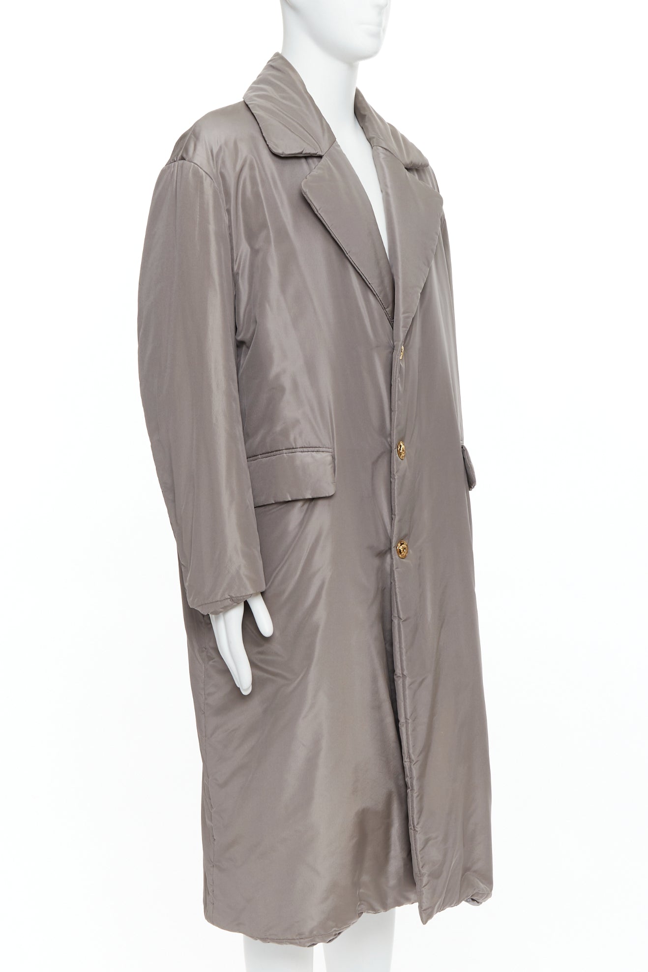 Versace Grey Padded Gold Coat - Image 6