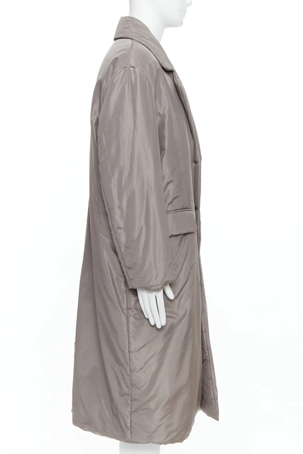 Versace Grey Padded Gold Coat Beige Silk Very good - Model View