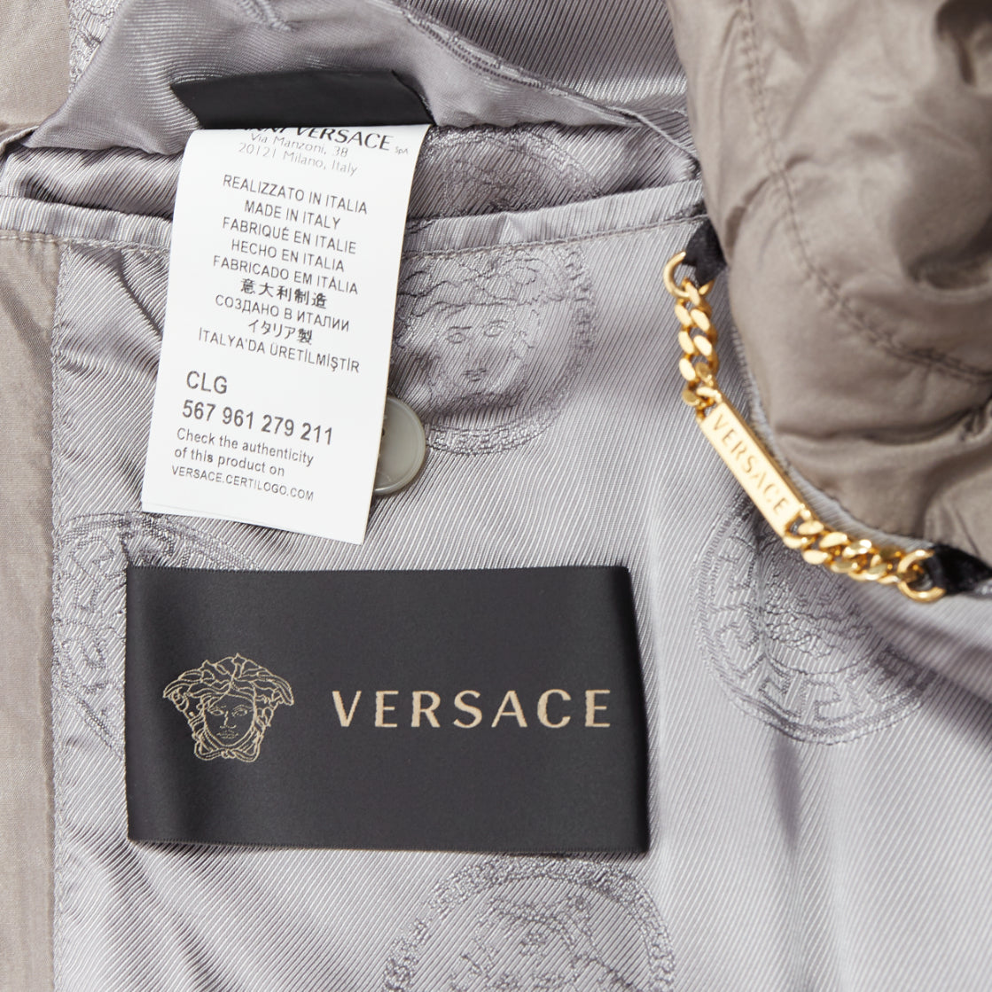 Versace Grey Padded Gold Coat - Image 10