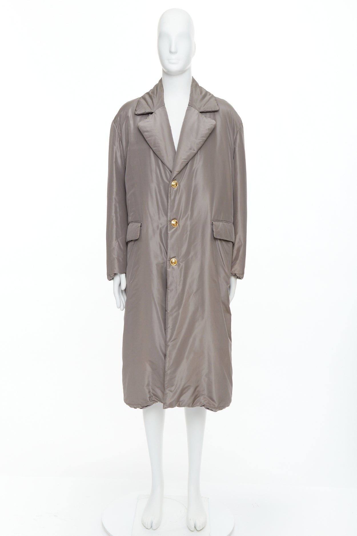 Versace Grey Padded Gold Coat - Image 11