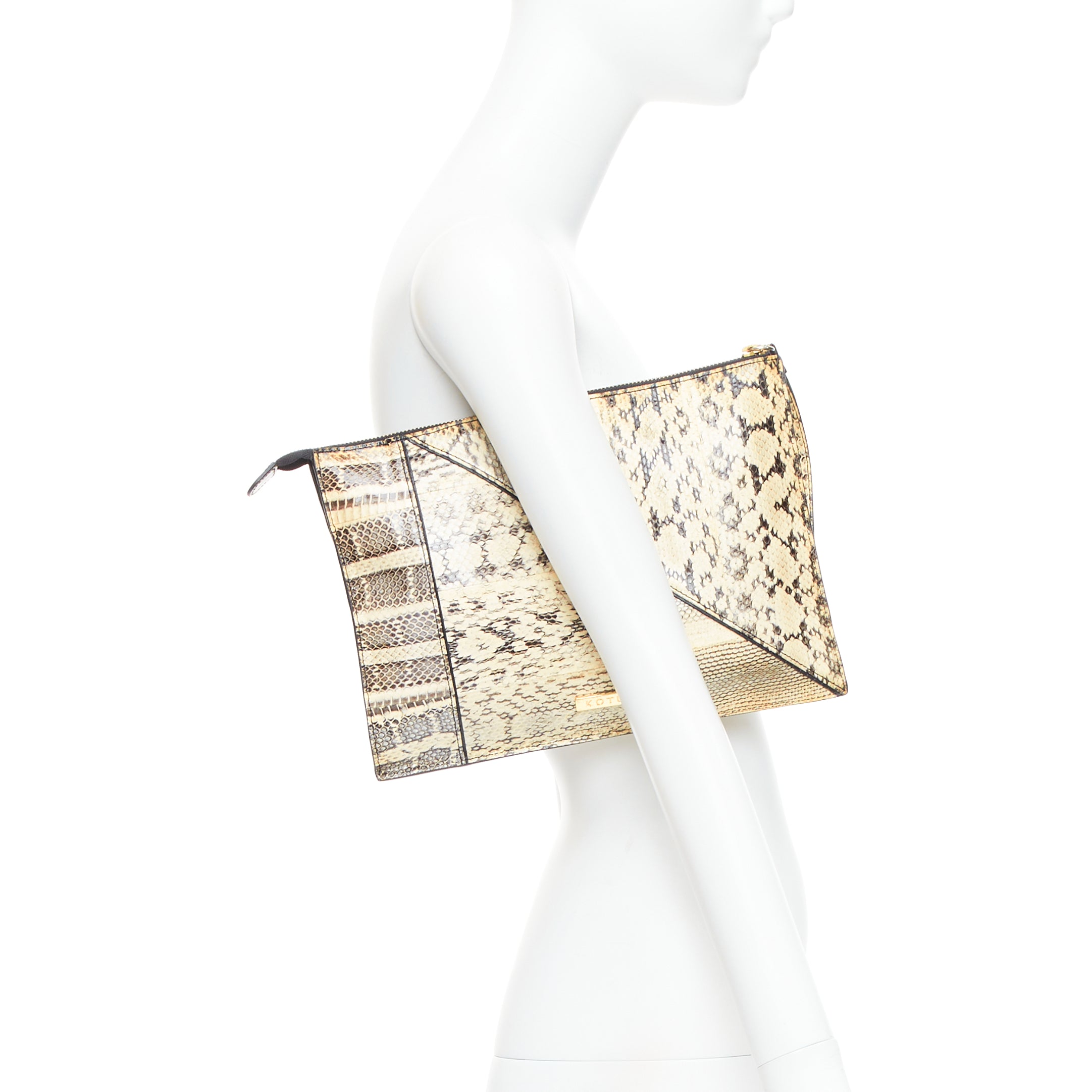 Kotur Printed Leather Zip Pouch - Back view