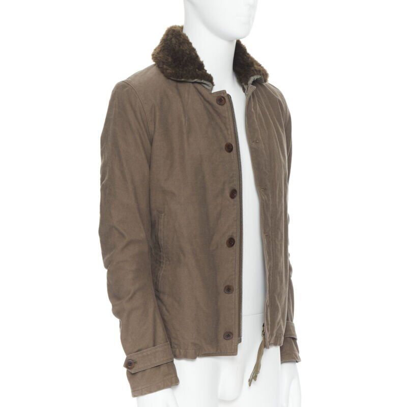 Unsigned / متعددة Brown Shearling Flight Jacket - Image 6