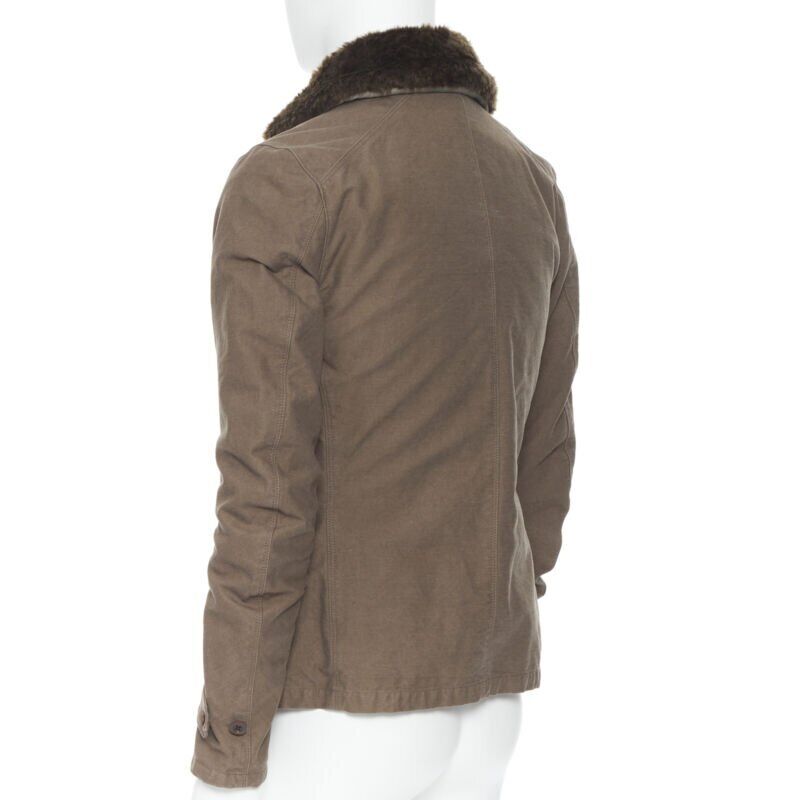 Unsigned / متعددة Brown Shearling Flight Jacket - Detail 1