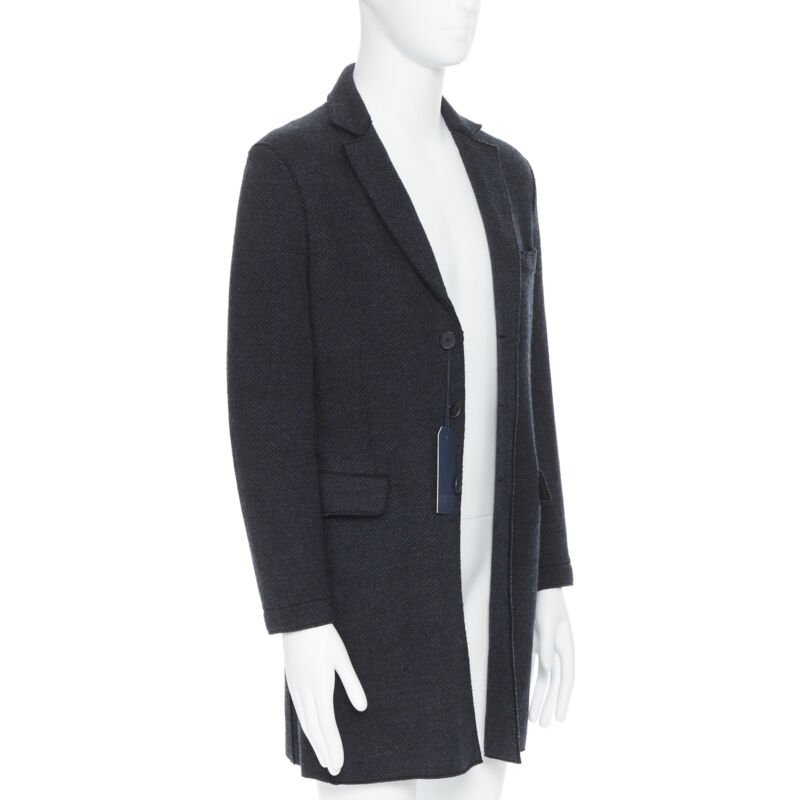 Harris Wharf London Grey Herringbone Wool Coat - Image 6