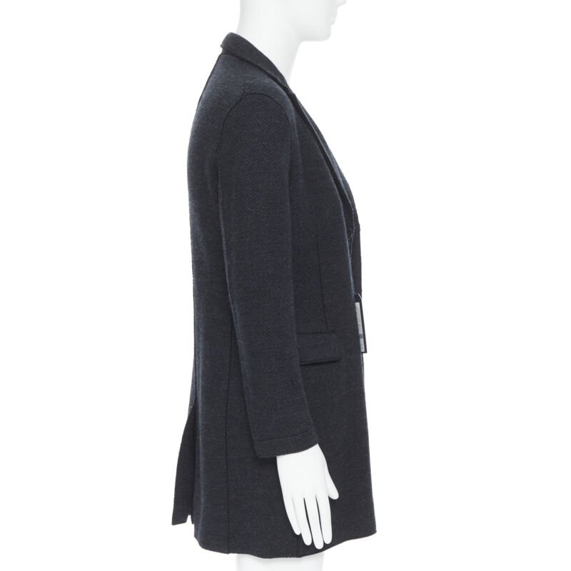 Harris Wharf London Grey Herringbone Wool Coat - 4