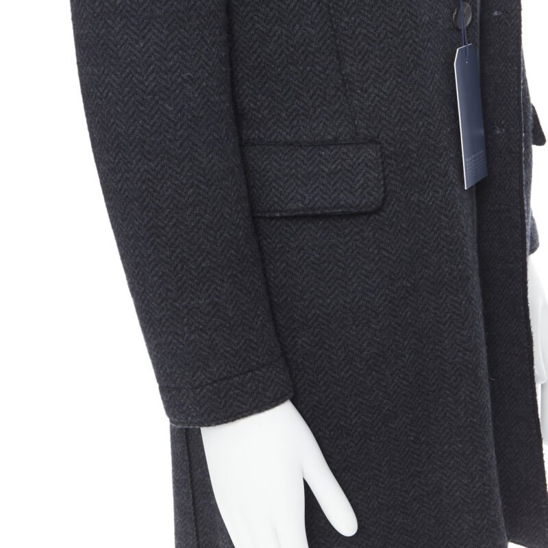 Harris Wharf London Grey Herringbone Wool Coat - Detail 2