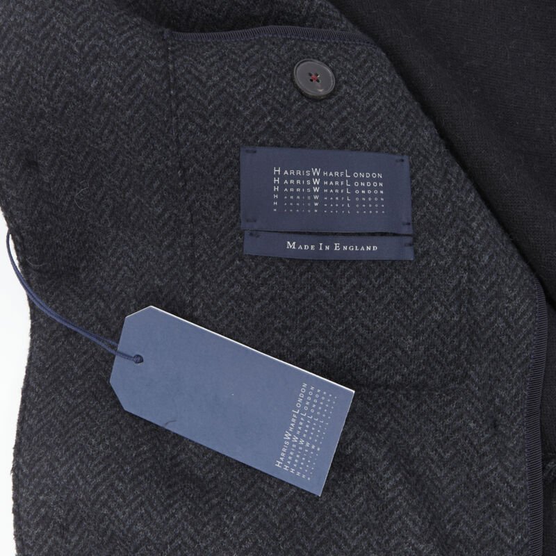 Harris Wharf London Grey Herringbone Wool Coat - Image 11