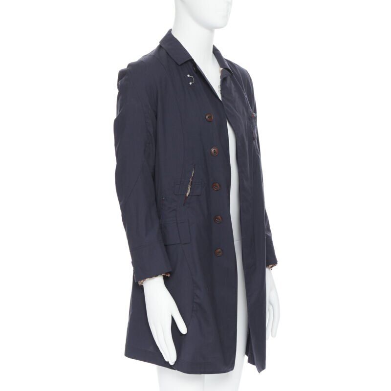 Takahiromiyashita The Soloist Navy Curved Seams Coat - Image 6