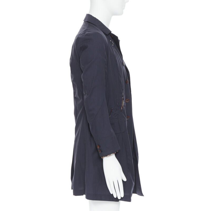Takahiromiyashita The Soloist Navy Curved Seams Coat - 4