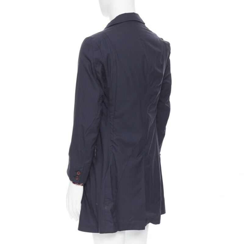 Takahiromiyashita The Soloist Navy Curved Seams Coat - Detail 1