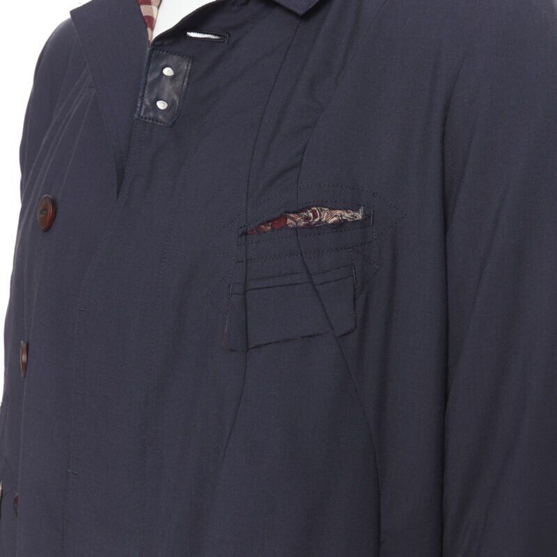 Takahiromiyashita The Soloist Navy Curved Seams Coat - Detail 2