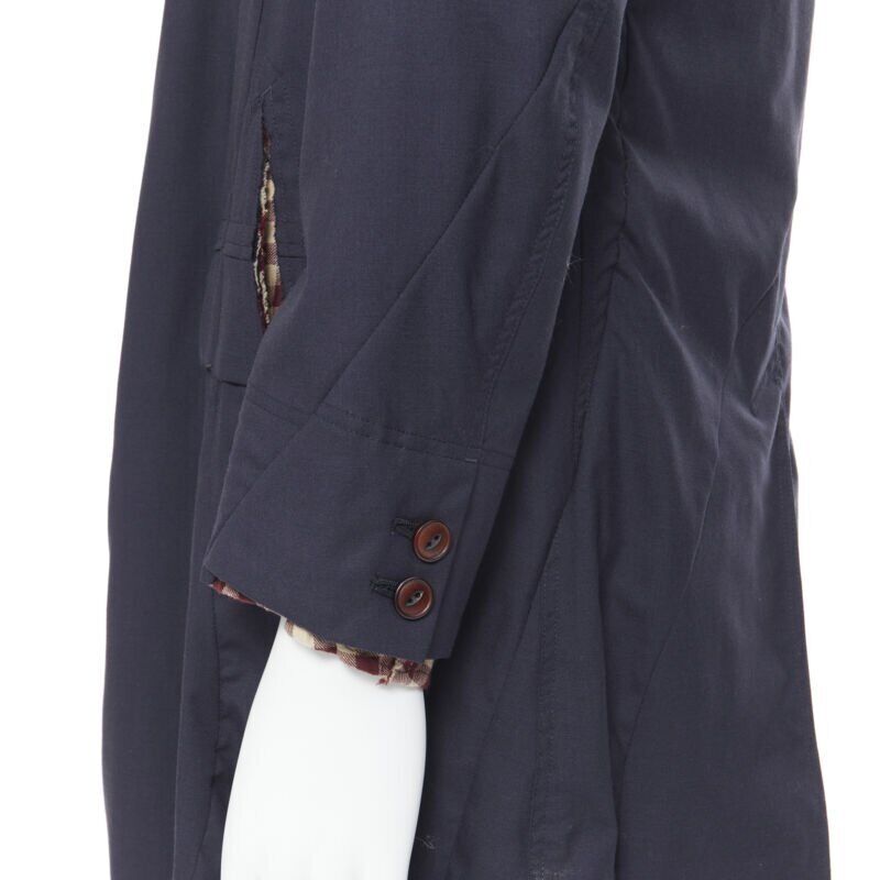 Takahiromiyashita The Soloist Navy Curved Seams Coat - Image 10