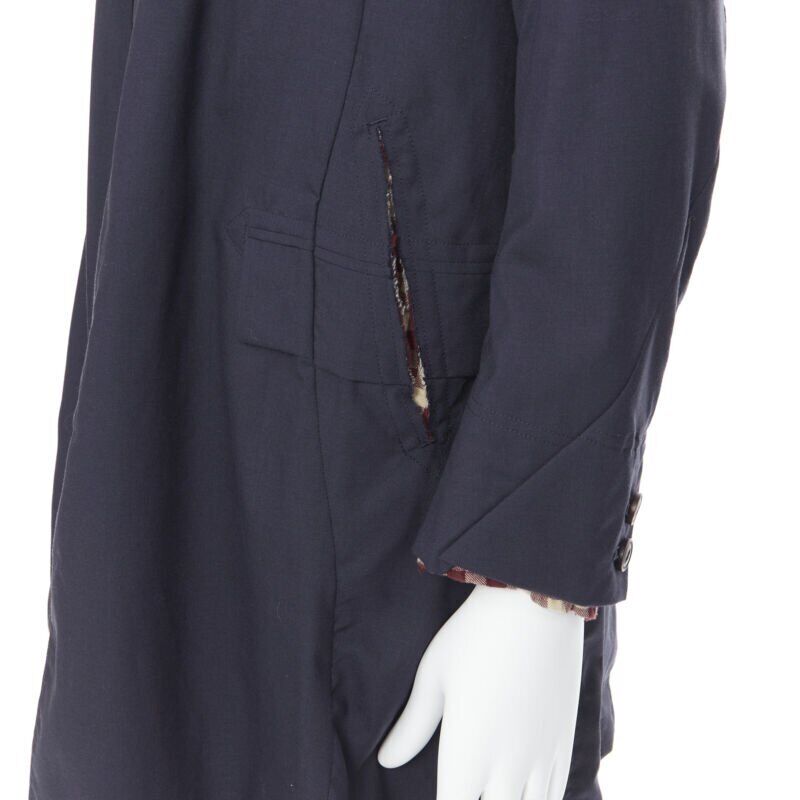 Takahiromiyashita The Soloist Navy Curved Seams Coat - Image 11