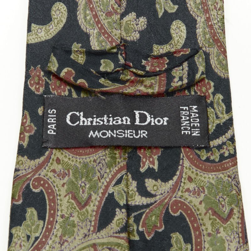 Christian Dior Paisley Print Tie - Side view