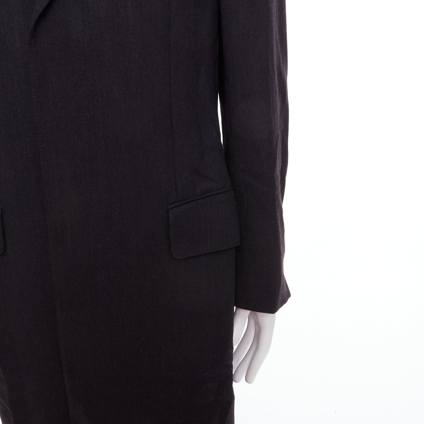 Yves Saint Laurent Grey Wool Oversized Coat - Detail 2
