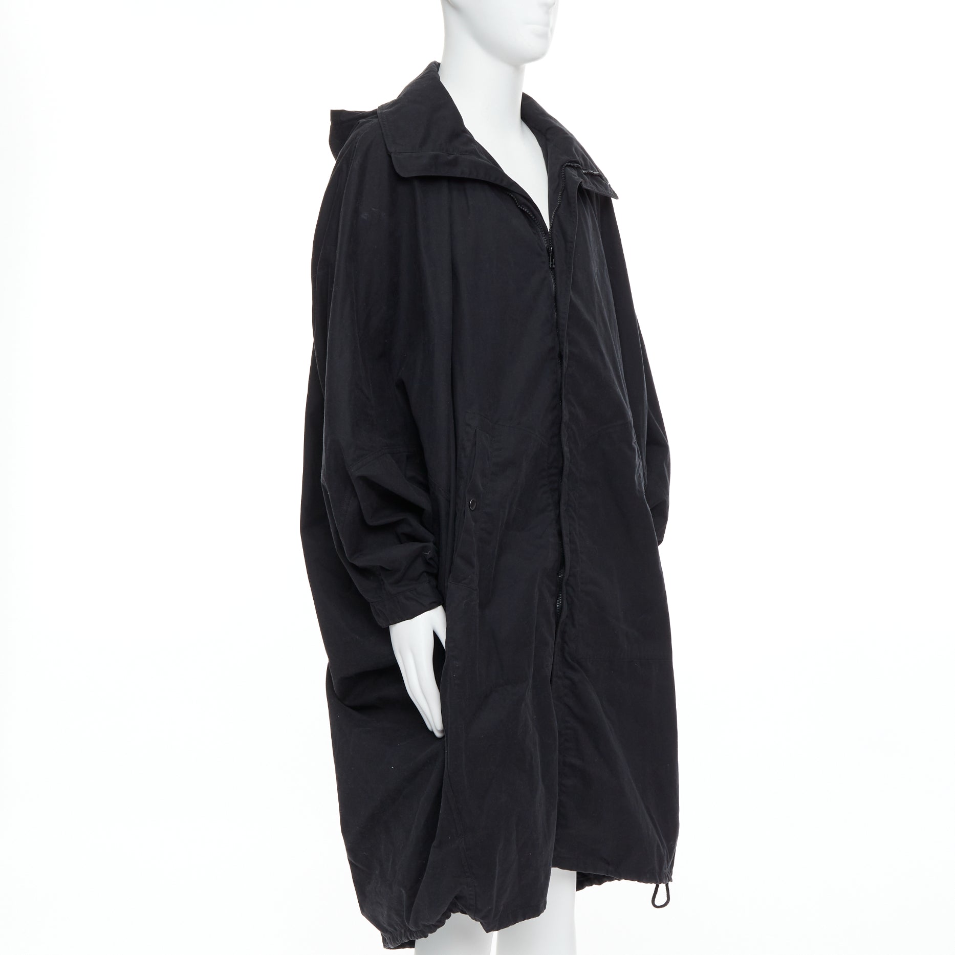 Lemaire Black Cocoon Anorak Coat - Back view