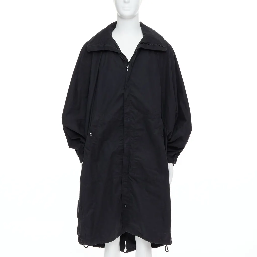 Lemaire Black Cocoon Anorak Coat Black Cotton Fair - Inside View