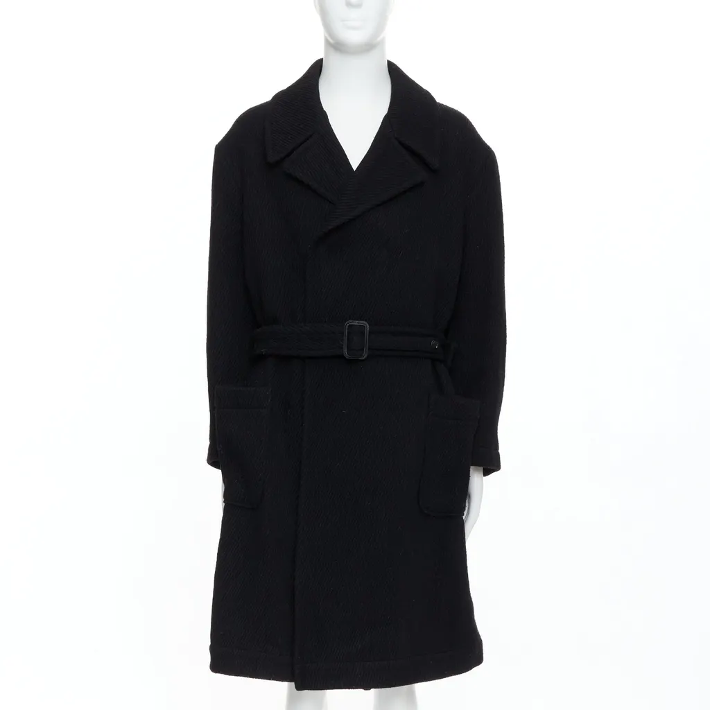 Yohji Yamamoto Black Wool Winter Coat Black Wool Very good - Front View