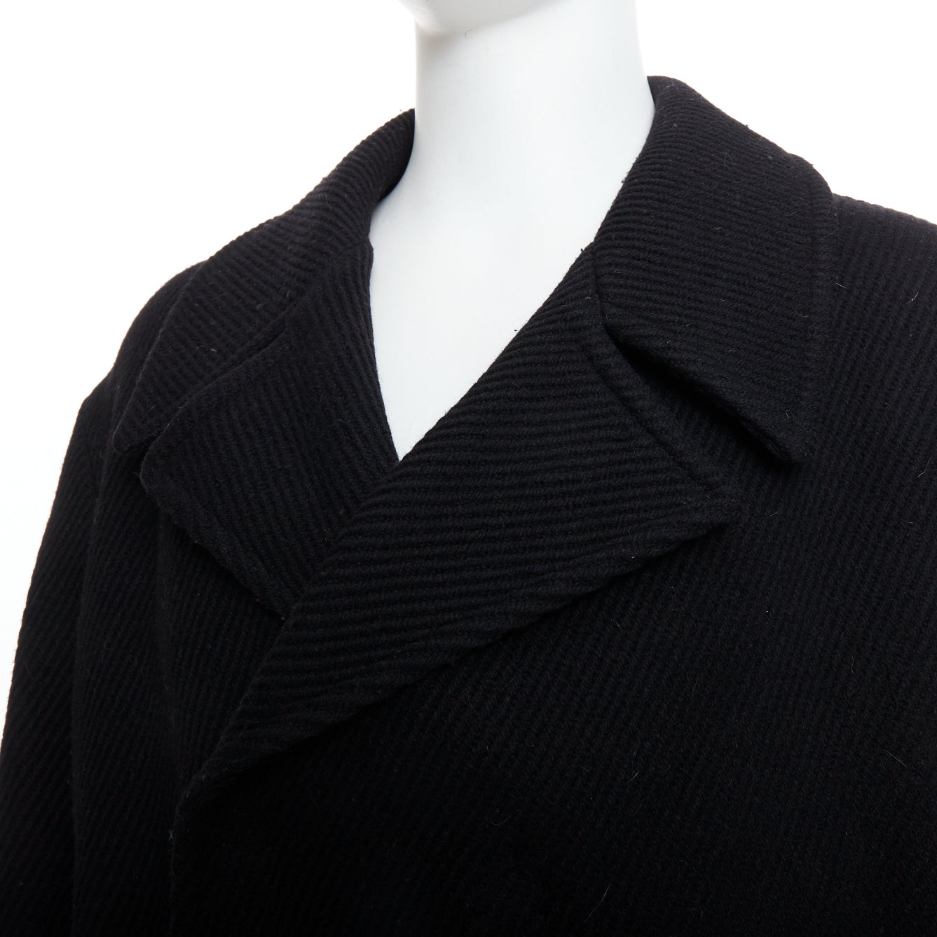 Yohji Yamamoto Black Wool Winter Coat - Back view