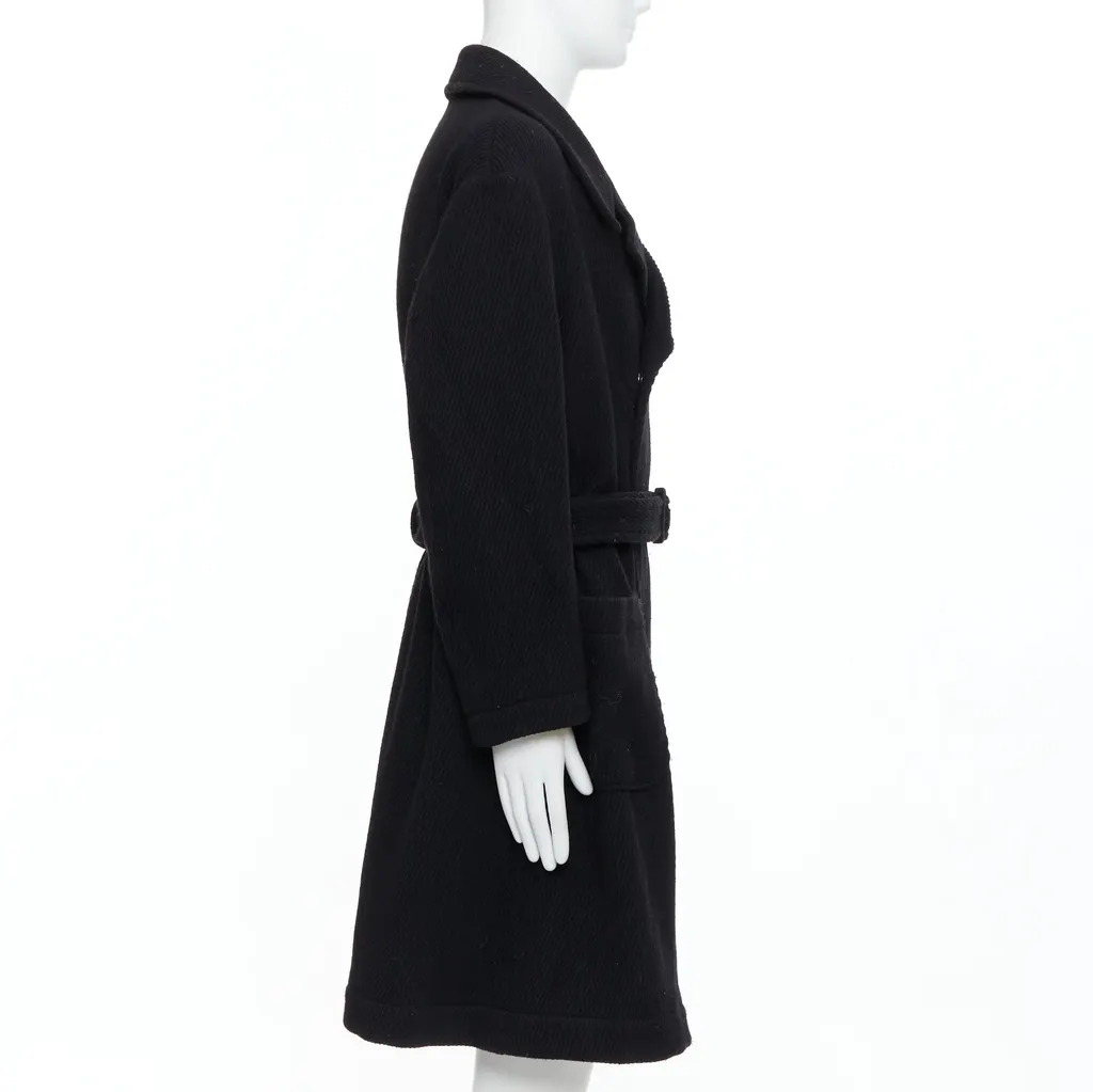Yohji Yamamoto Black Wool Winter Coat Black Wool Very good - Model View
