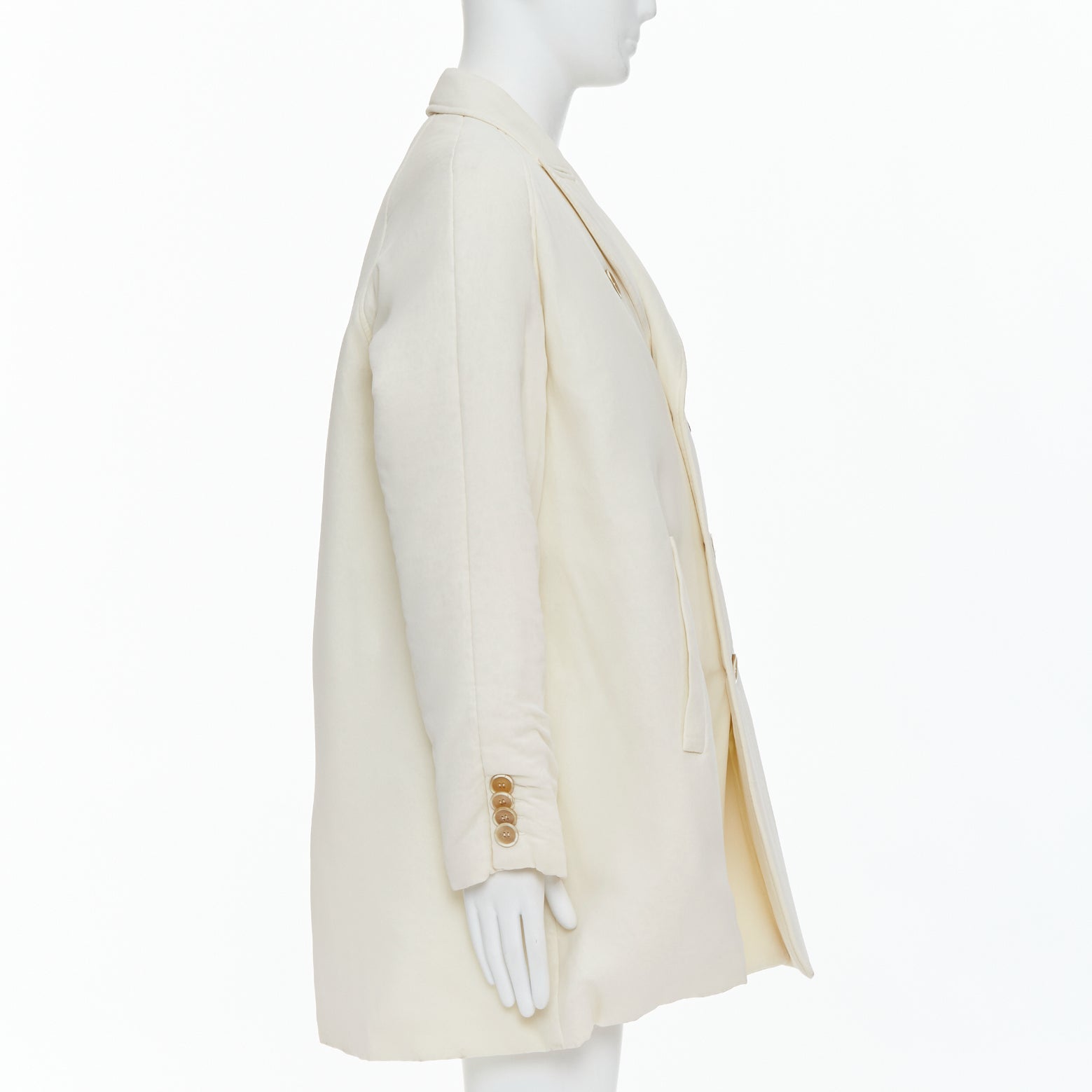 John Rocha Cream Horn Button Coat - 4
