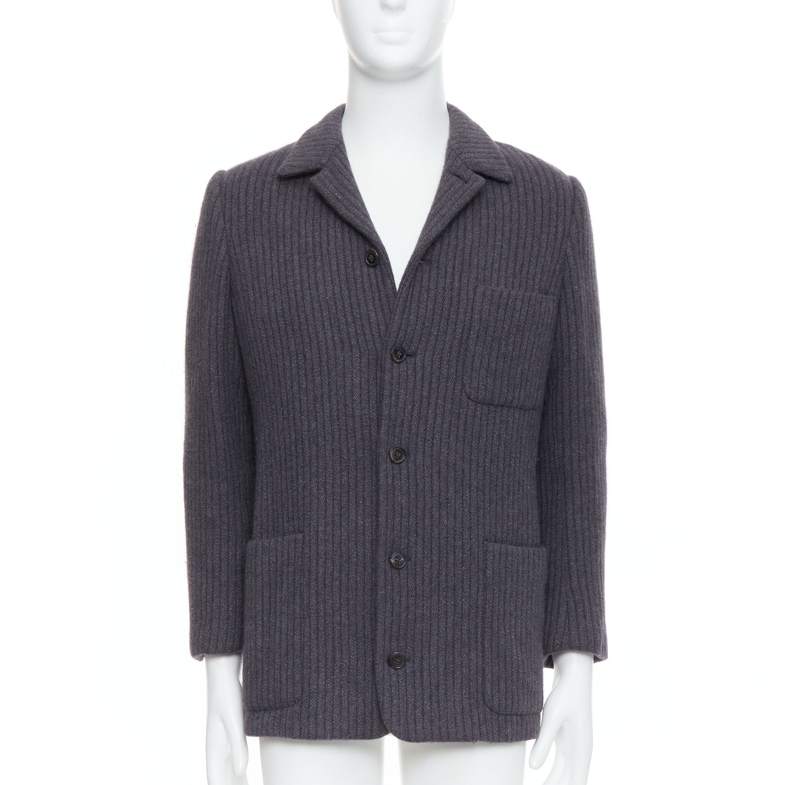 Hermès Grey Stripe Knit Blazer