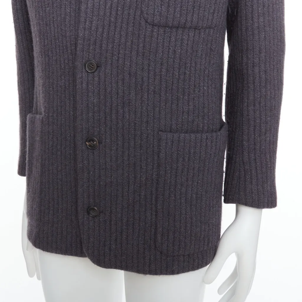 Hermès Grey Stripe Knit Blazer Grey Very good - Back View