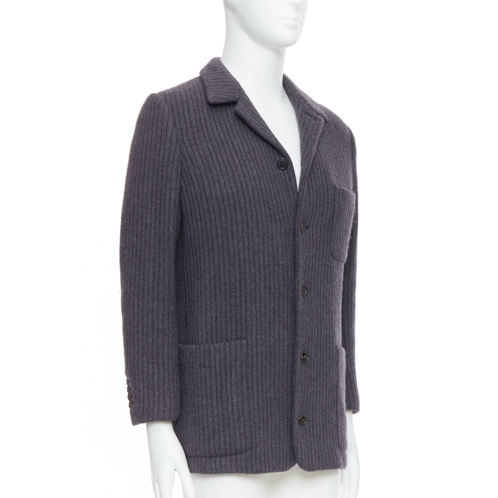 Hermès Grey Stripe Knit Blazer - Image 6
