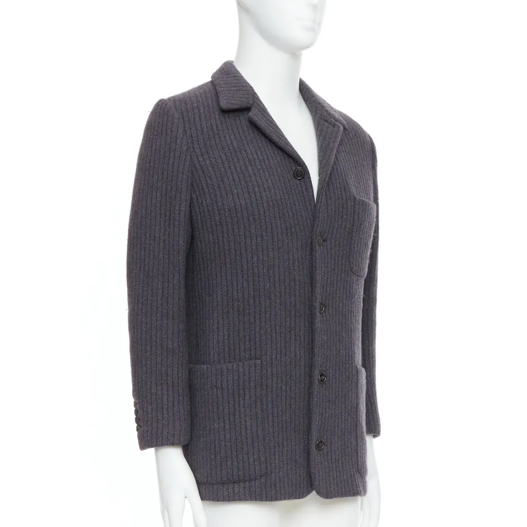 Hermès Grey Stripe Knit Blazer Grey Very good - Inside View