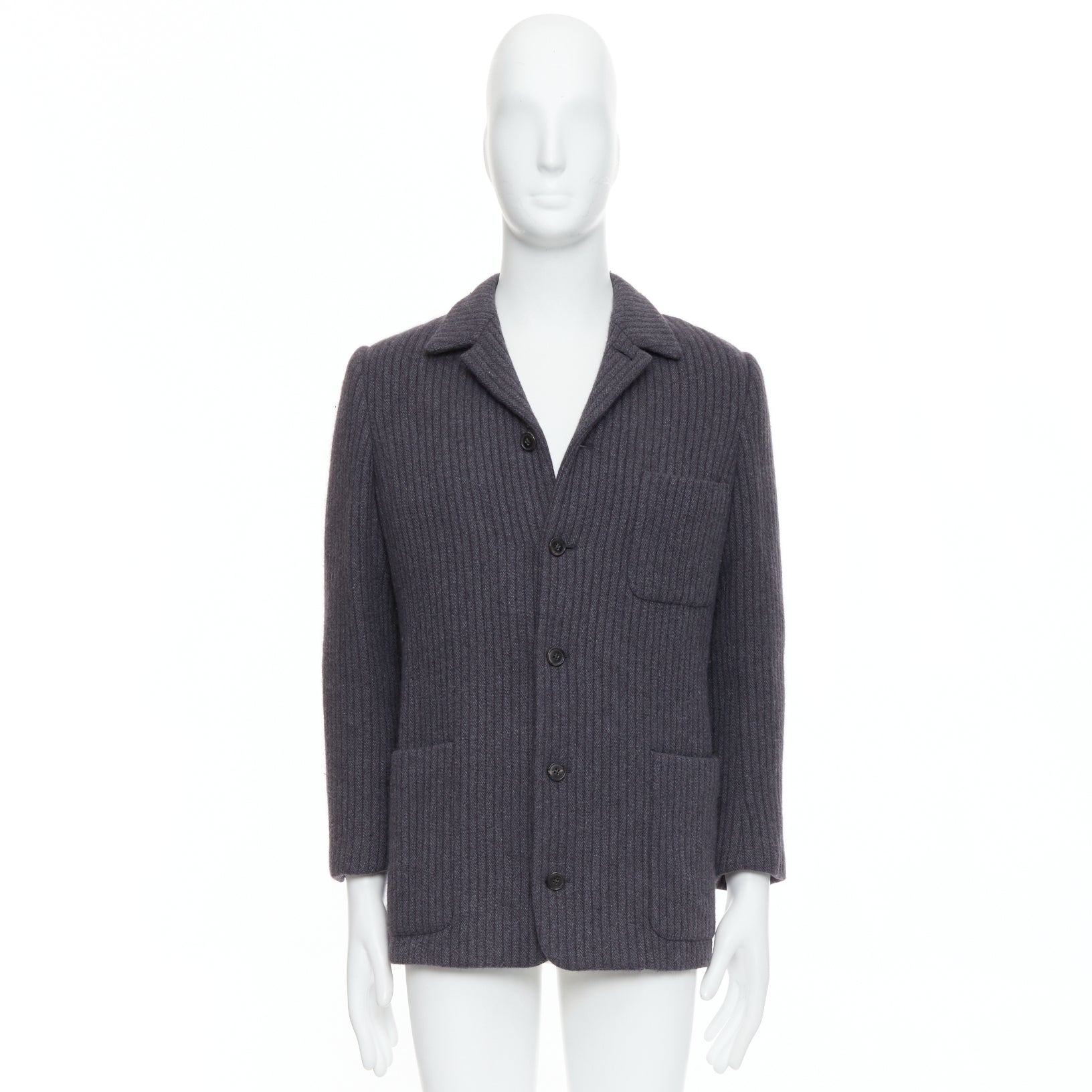 Hermès Grey Stripe Knit Blazer - Image 12
