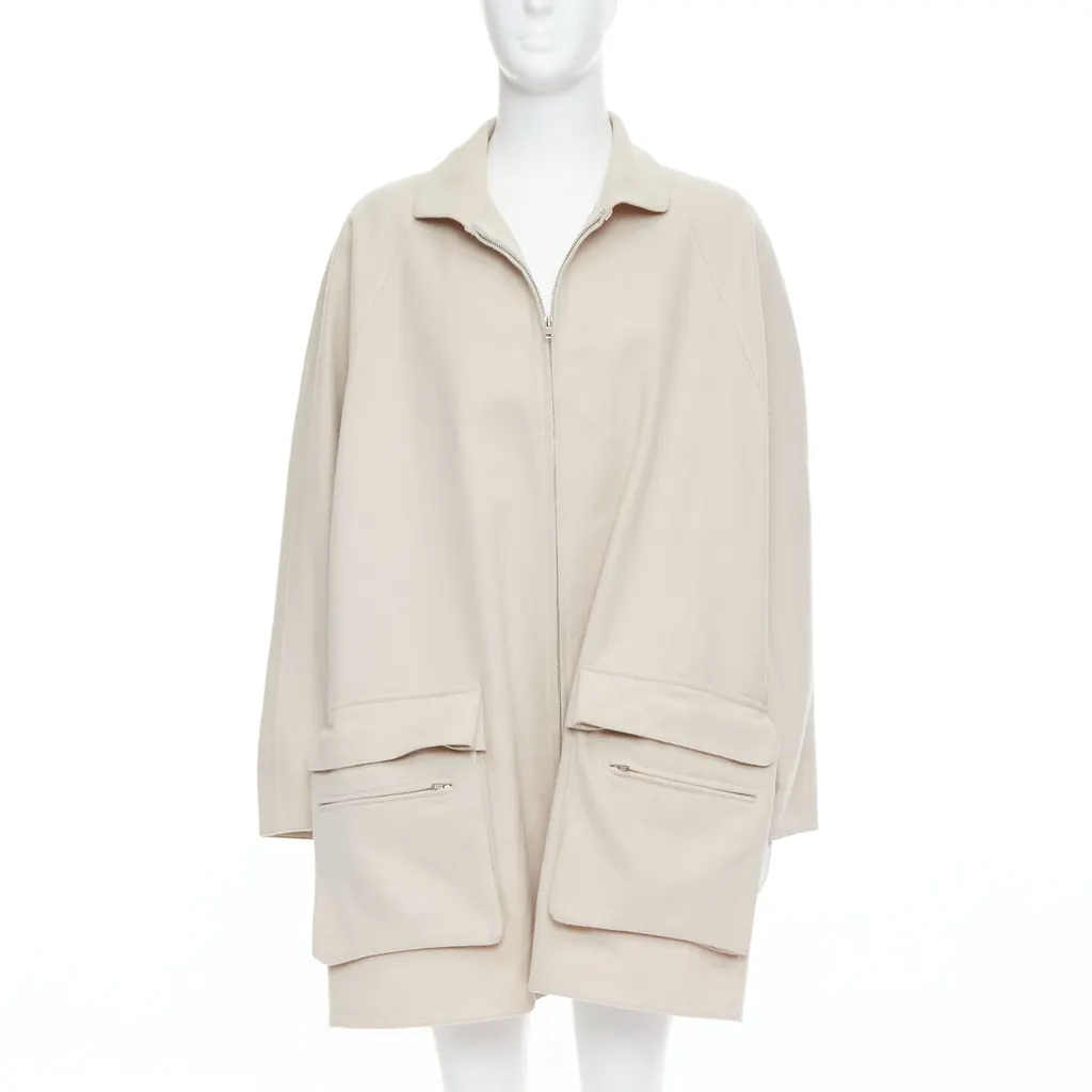 Yohji Yamamoto Grey Wool Boxy Coat Anthracite Wool Very good - Front View