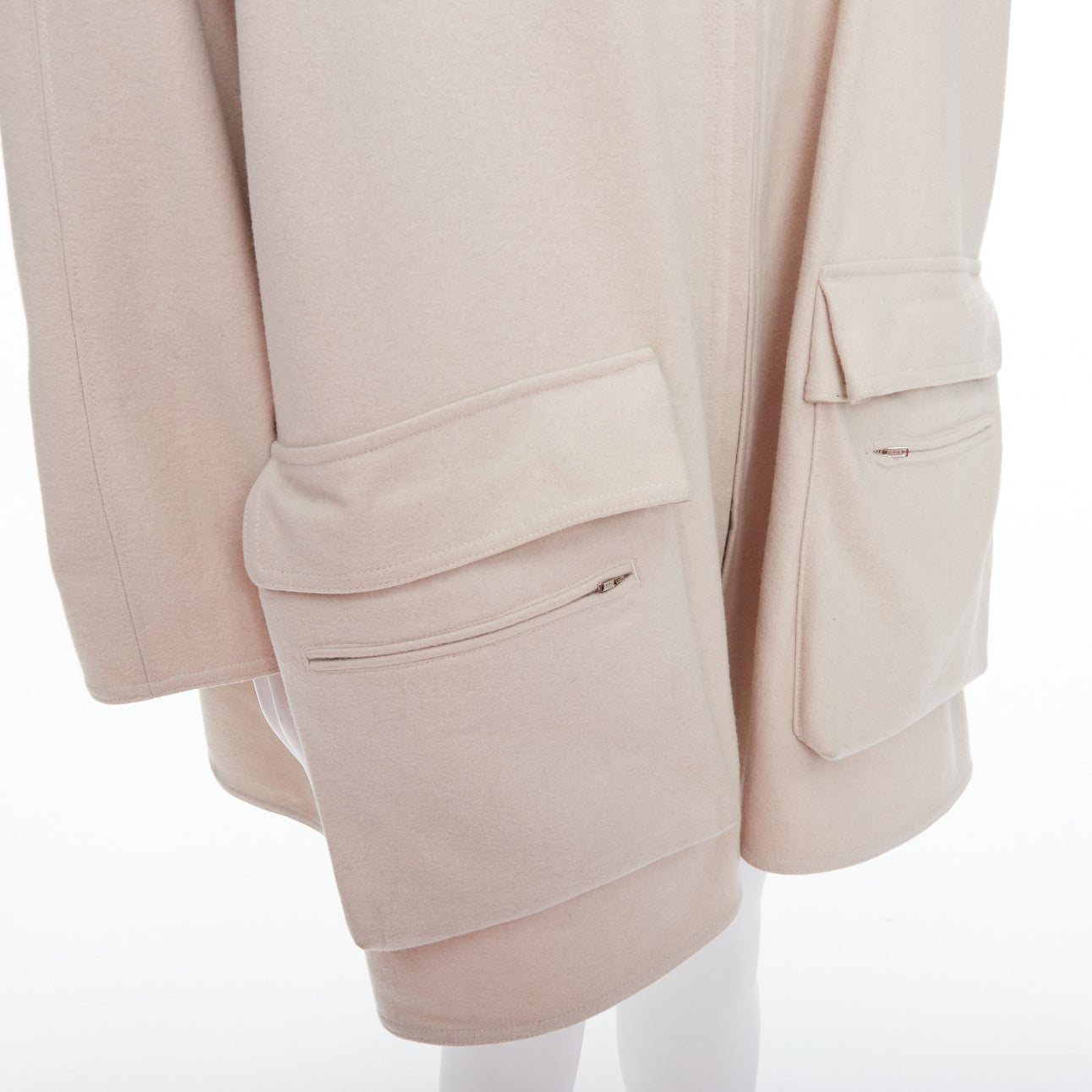 Yohji Yamamoto Grey Wool Boxy Coat - Back view