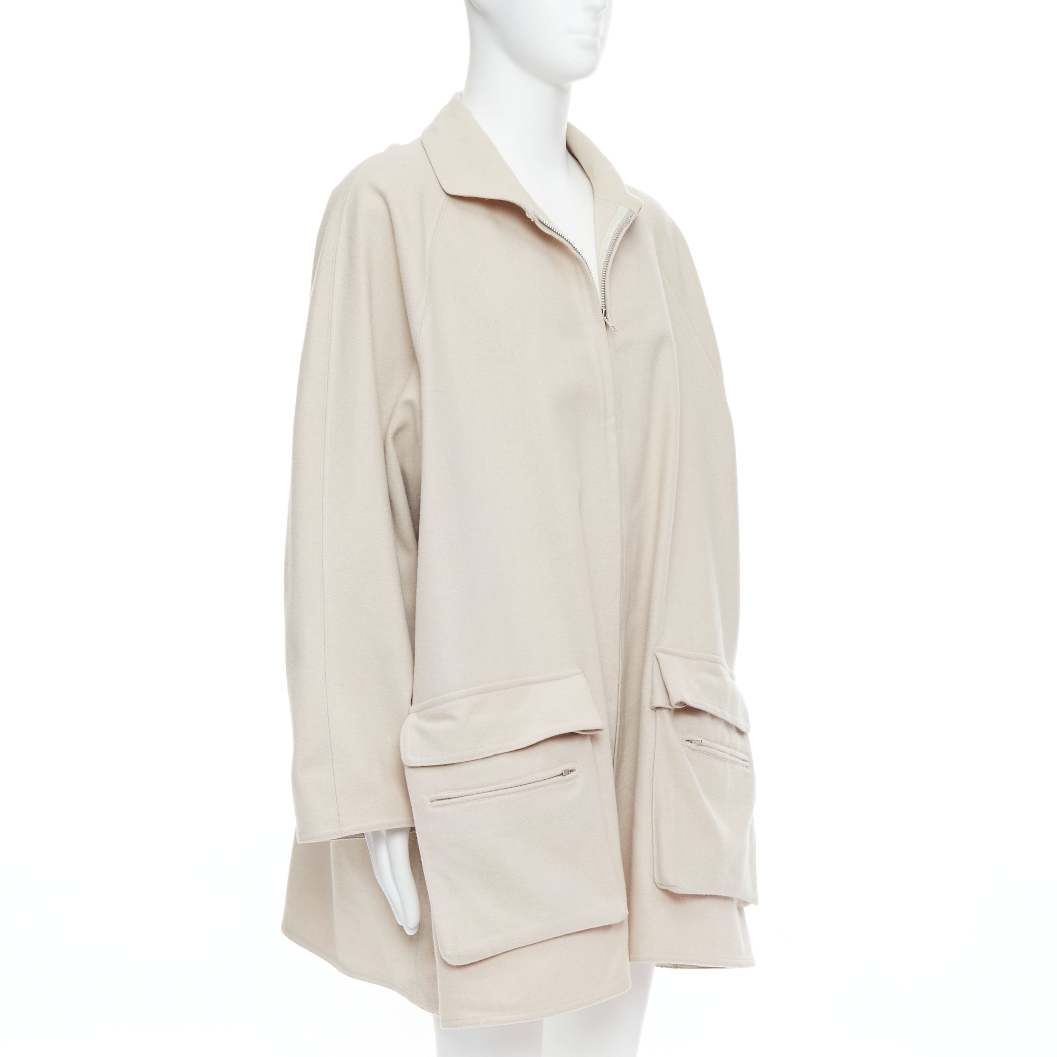 Yohji Yamamoto Grey Wool Boxy Coat - Image 6