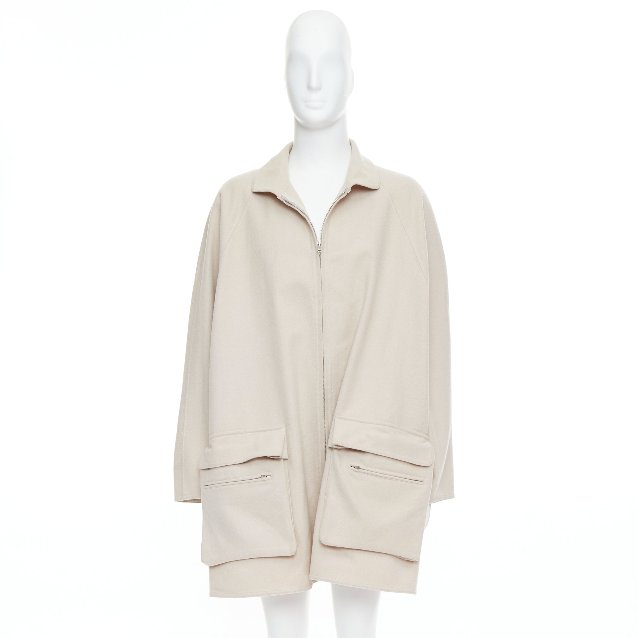 Yohji Yamamoto Grey Wool Boxy Coat - Image 11