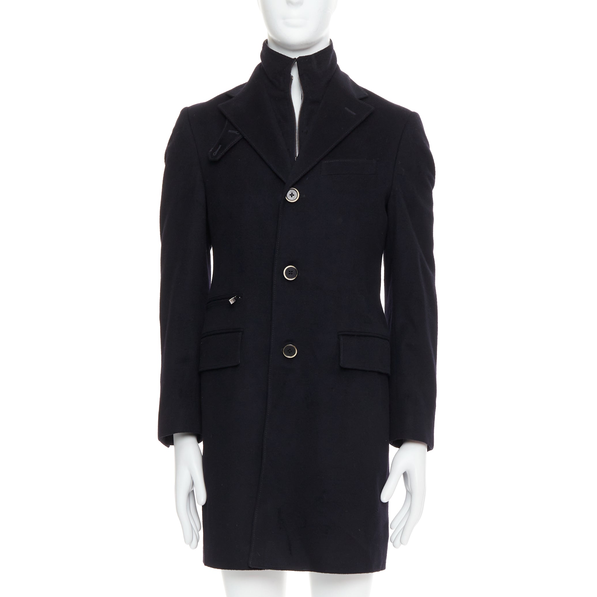 Corneliani Black Wool Collar Coat