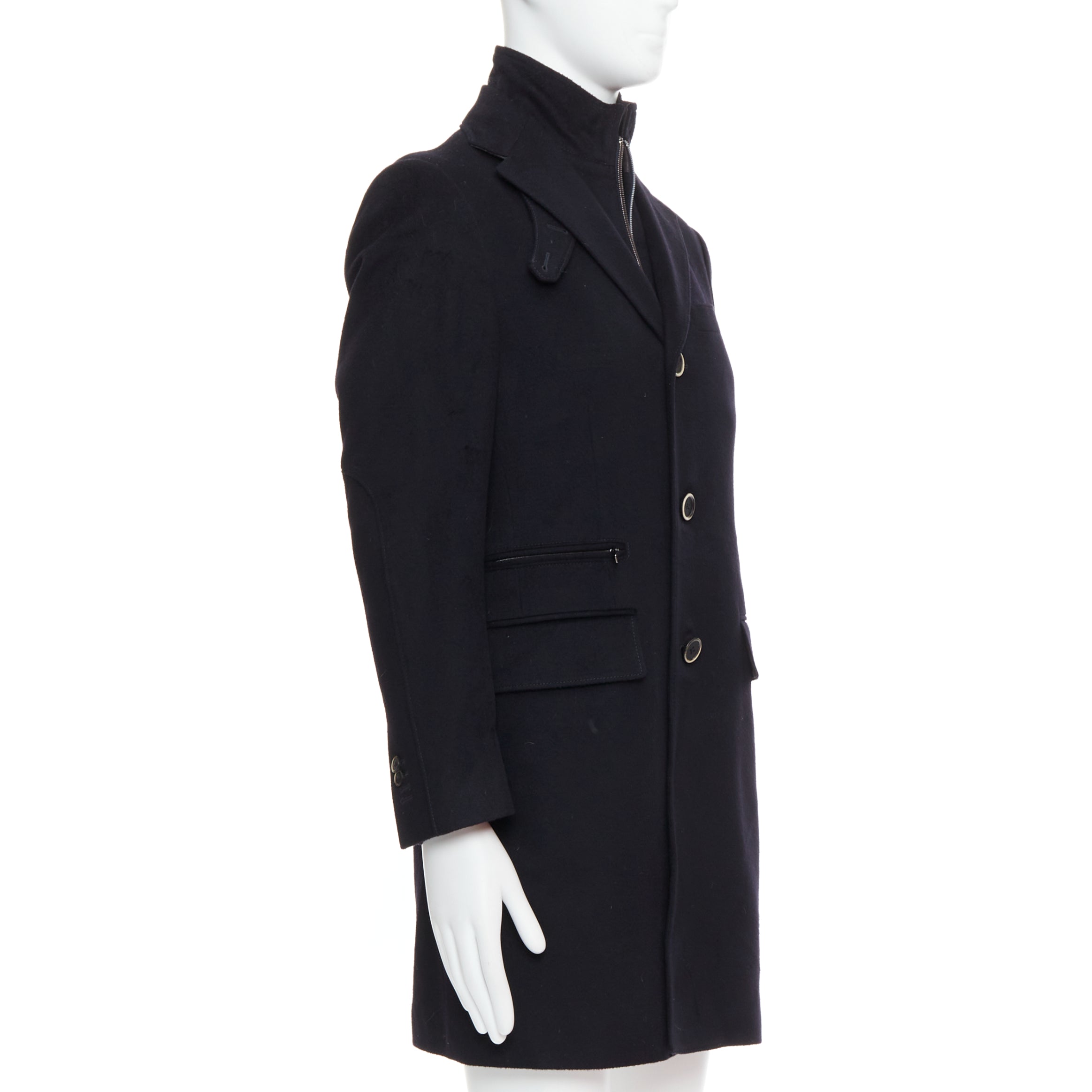 Corneliani Black Wool Collar Coat - 4