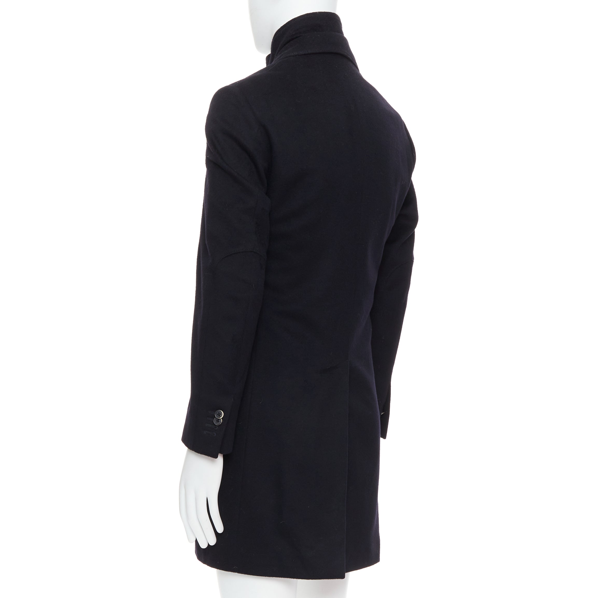 Corneliani Black Wool Collar Coat - Detail 2
