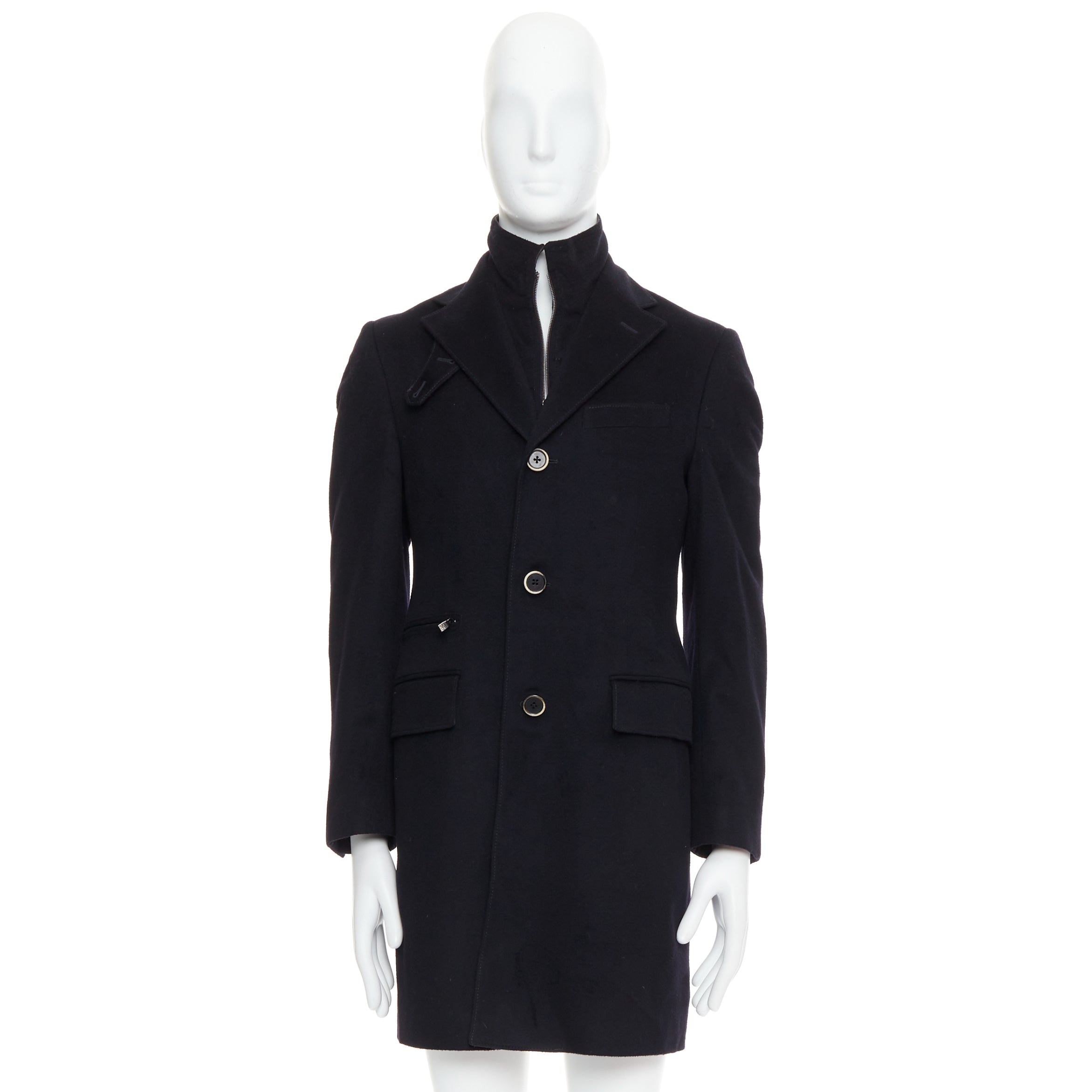 Corneliani Black Wool Collar Coat - Image 12
