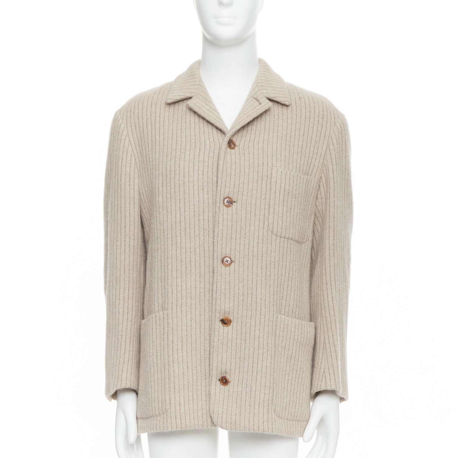 Hermès Beige Stripe Knit Blazer