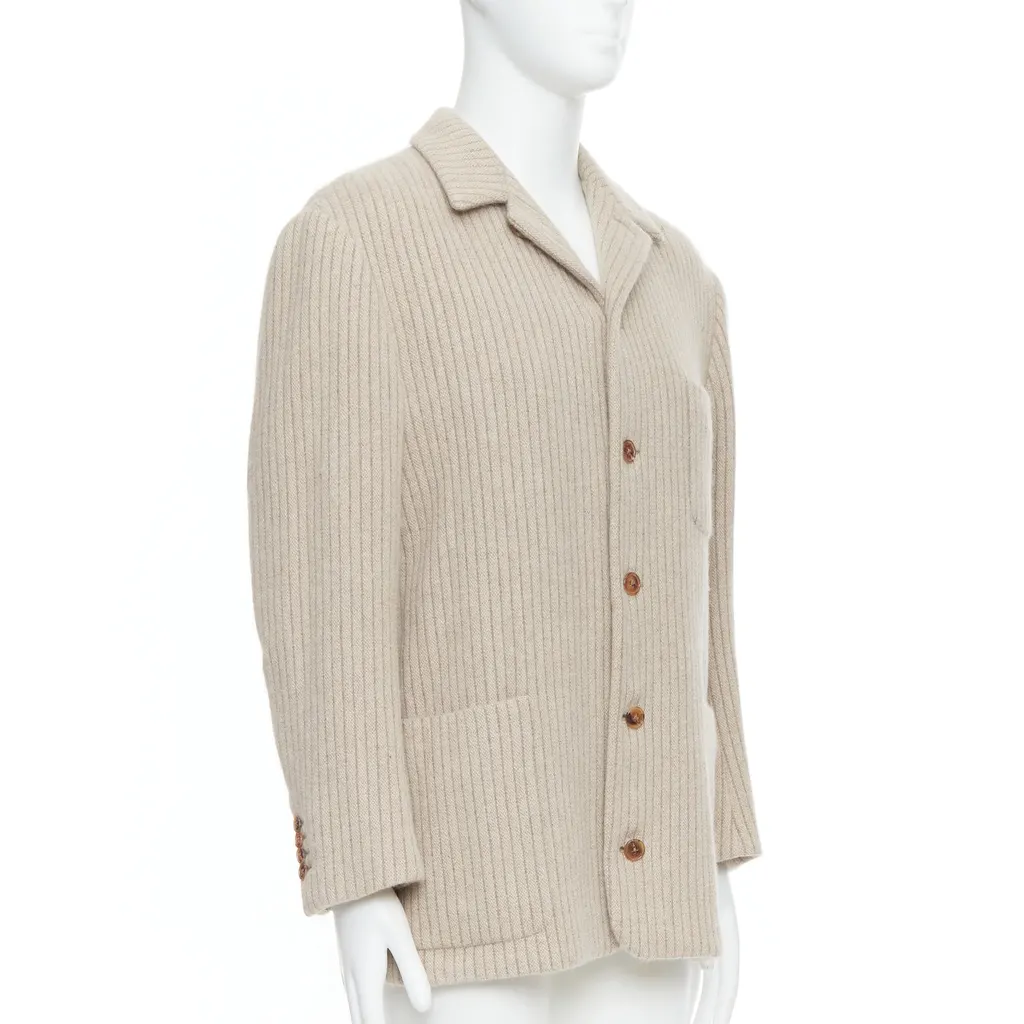 Hermès Beige Stripe Knit Blazer Beige Very good - Inside View