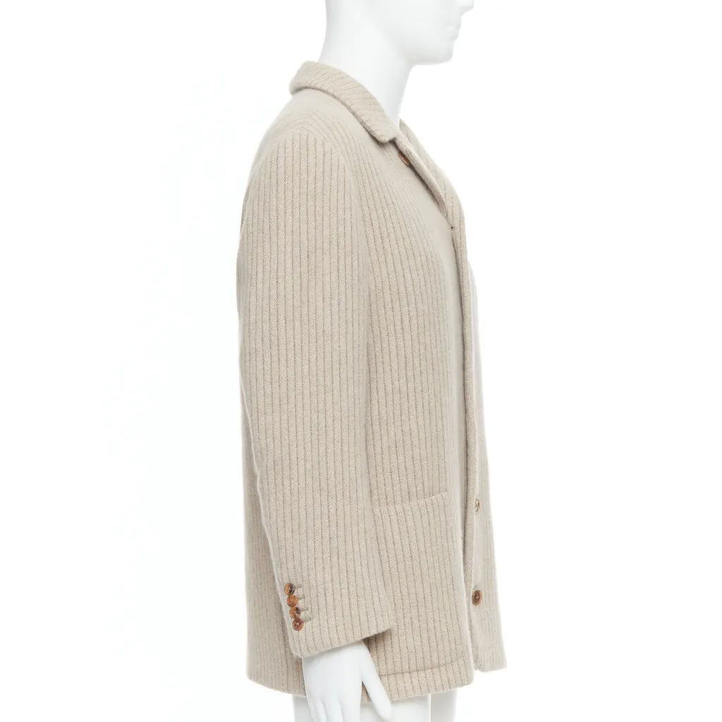 Hermès Beige Stripe Knit Blazer Beige Very good - Model View