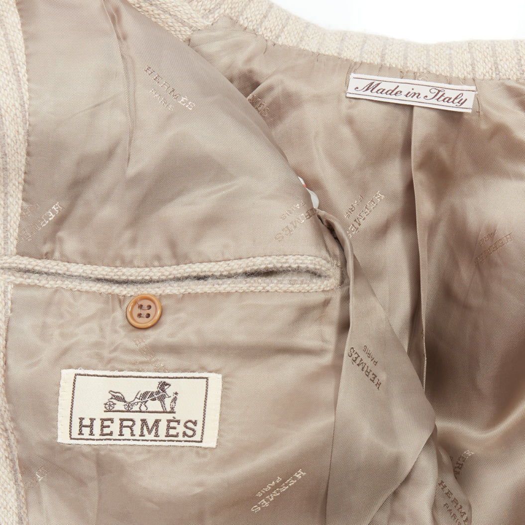 Hermès Beige Stripe Knit Blazer - Image 10