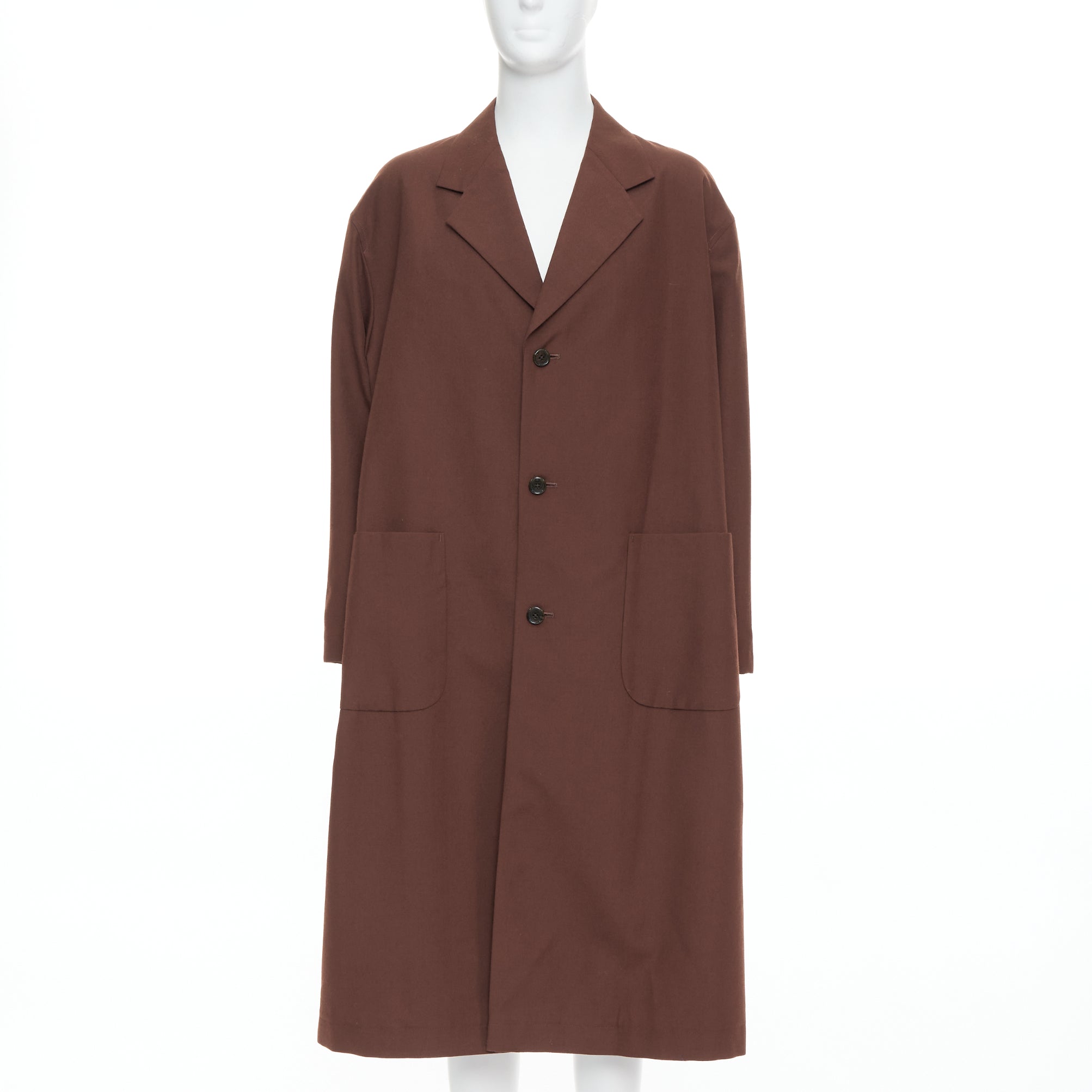 Yohji Yamamoto Brown Long Boxy Coat