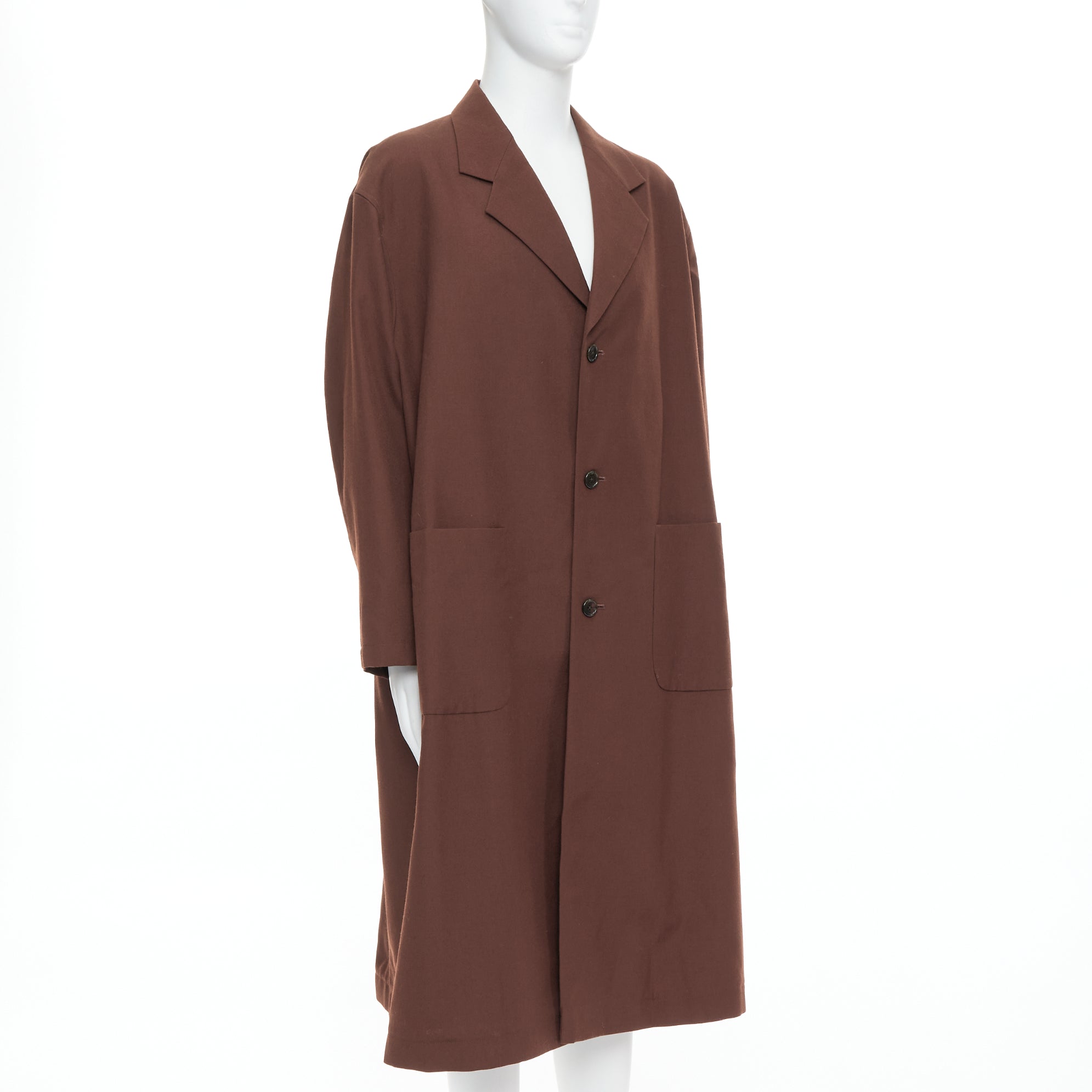 Yohji Yamamoto Brown Long Boxy Coat - Image 6