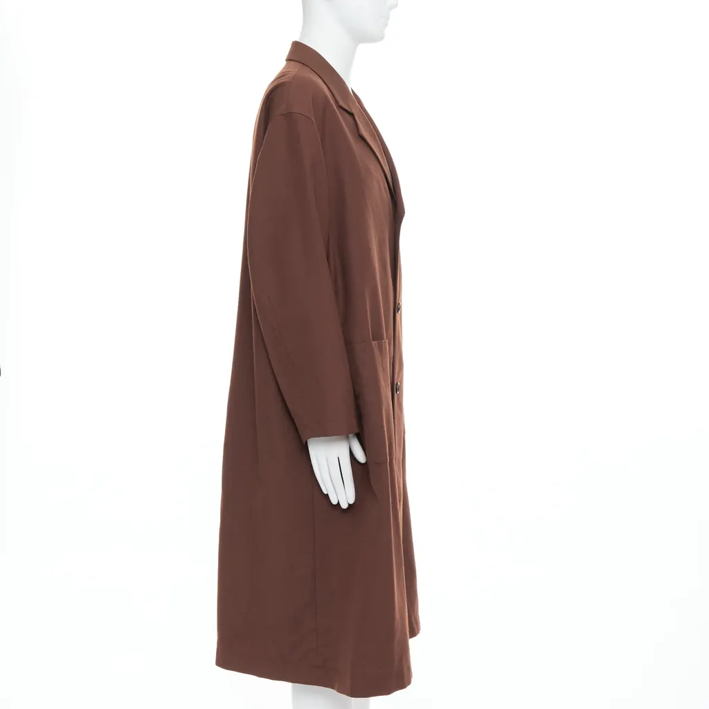 Yohji Yamamoto Brown Long Boxy Coat Brown Never worn - Model View