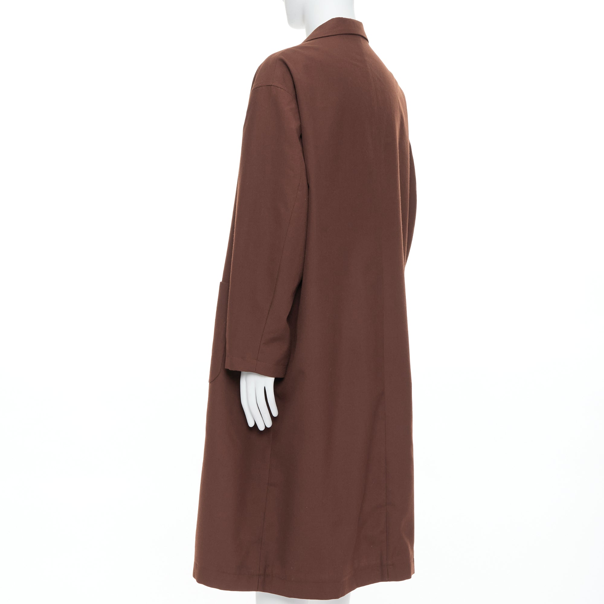 Yohji Yamamoto Brown Long Boxy Coat - Detail 1