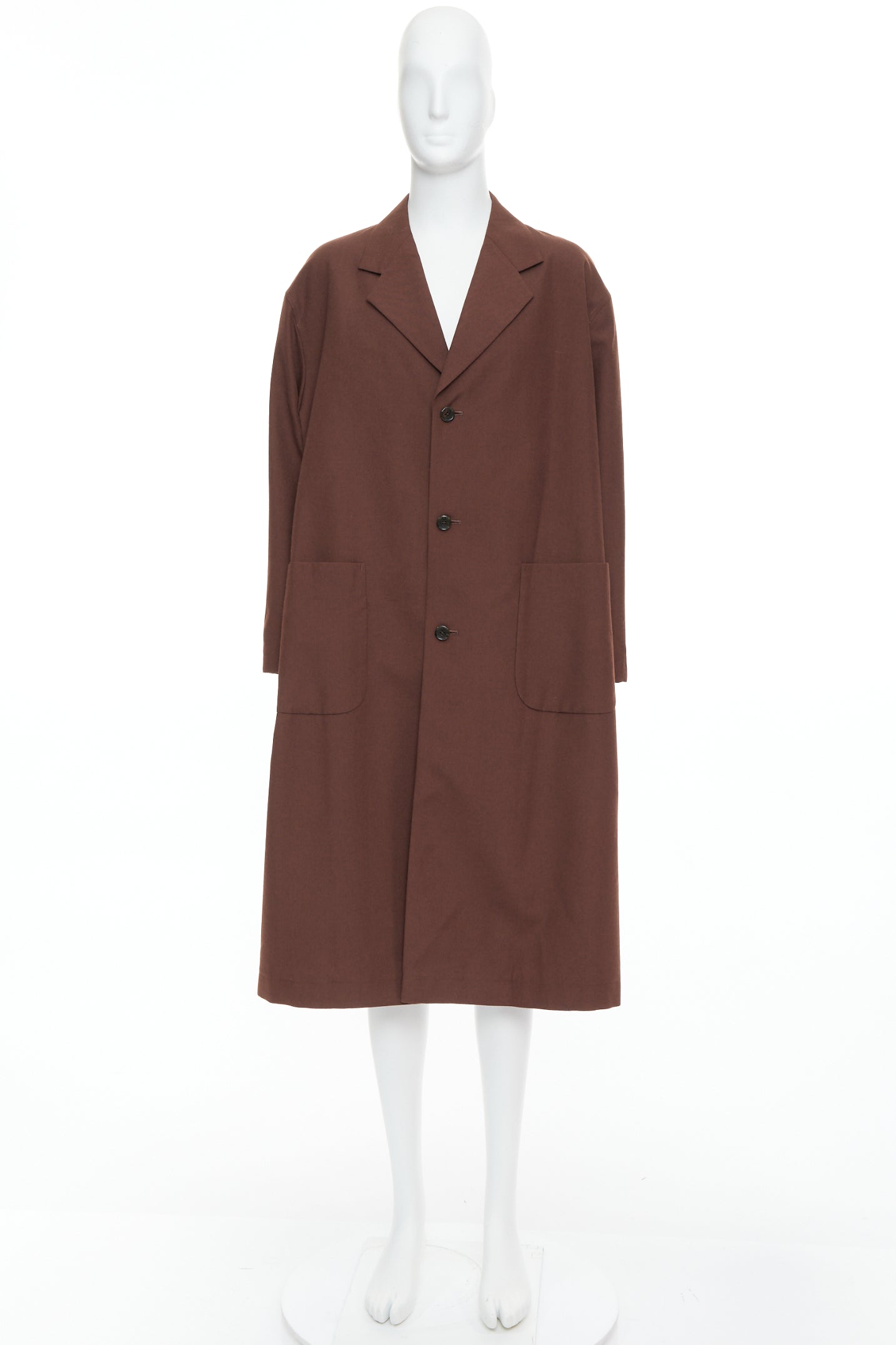 Yohji Yamamoto Brown Long Boxy Coat - Image 11