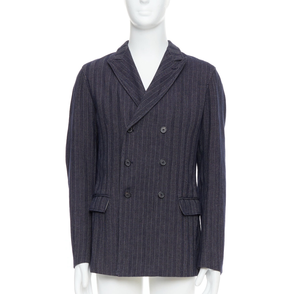 Jil Sander Navy Striped Double Blazer