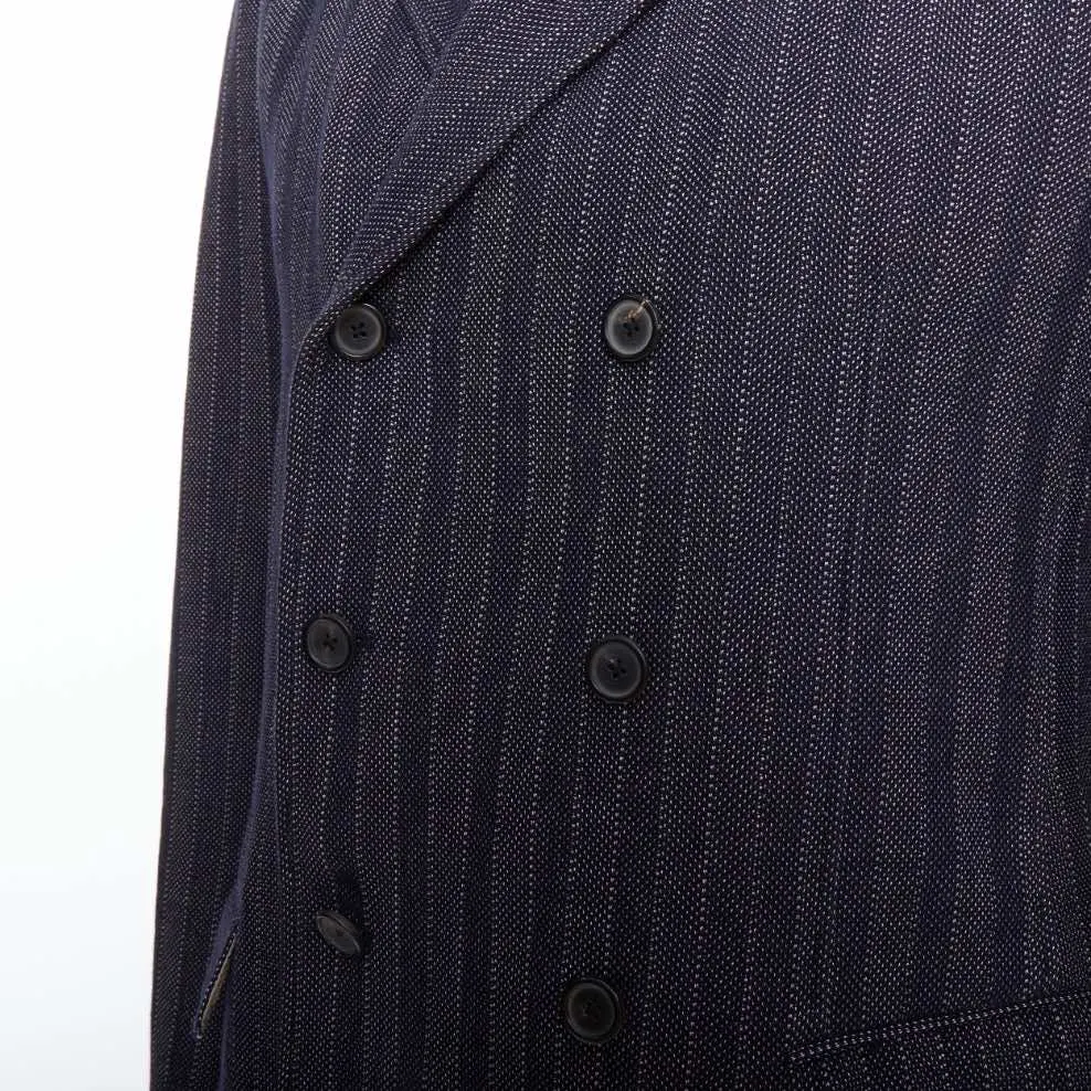 Jil Sander Navy Striped Double Blazer Navy Cotton Never worn - Back View