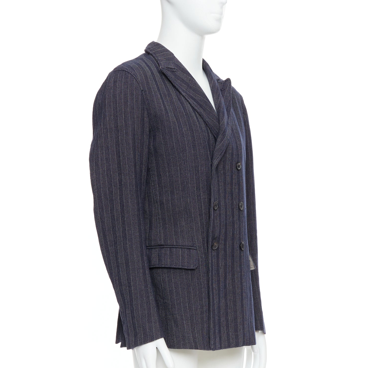 Jil Sander Navy Striped Double Blazer - Image 6